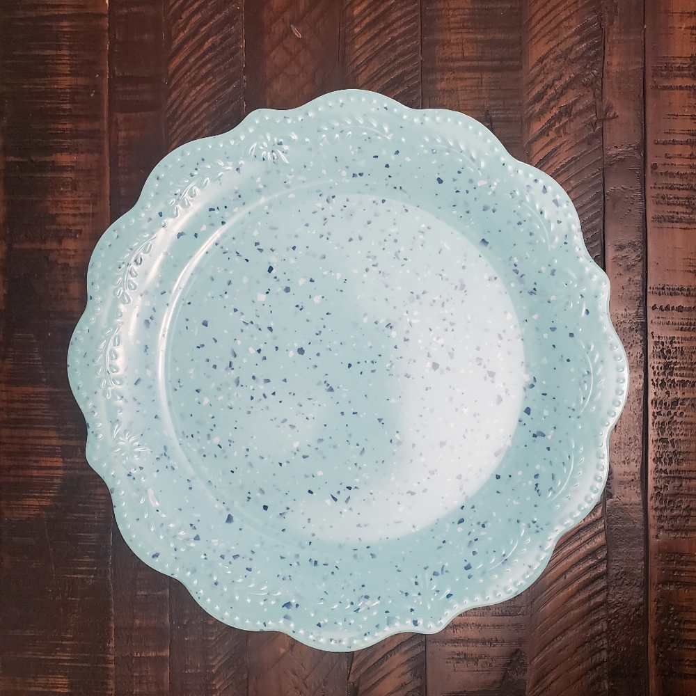Set Of 6 pioneer woman teal Juliette speckled dinner plates